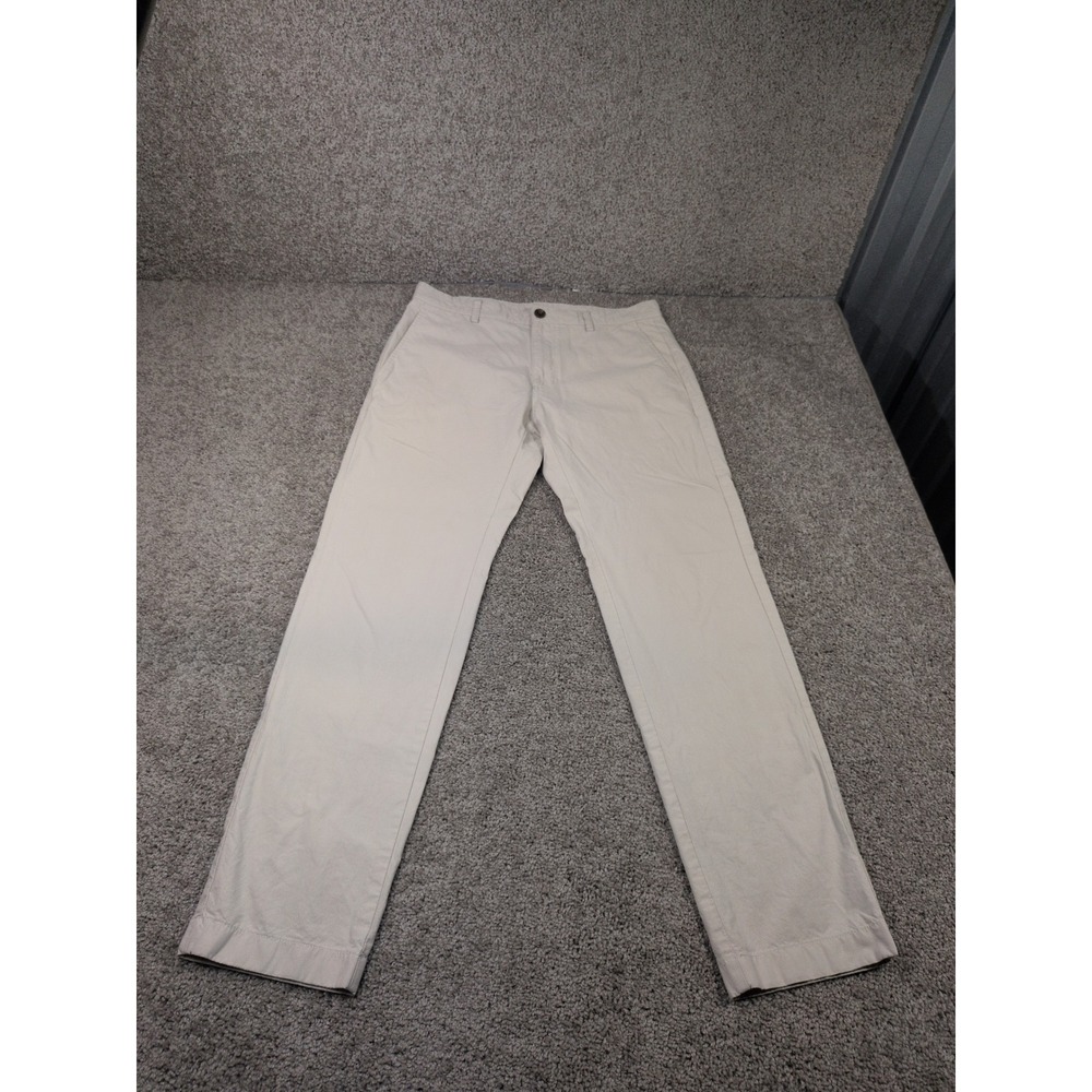 Brooks Brothers Slim Fit Chino Pants Mens 33x30 Tan Khaki 100% Cotton Flat Front